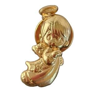 Gold Tone Precious Moments Enesco Little Angel Lapel Pin Brooch With Gift Box